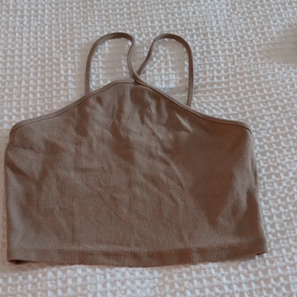 Zara Tan Ribbed Tank Top